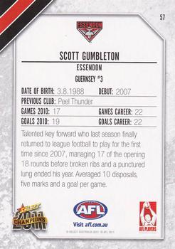 2011 Select AFL Champions #57 Scott Gumbleton Back